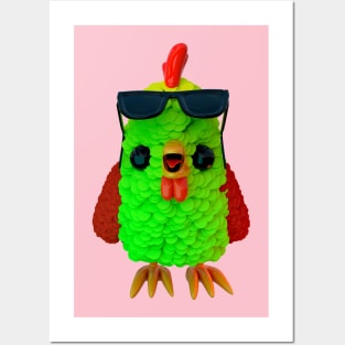 Green cool chicken Posters and Art